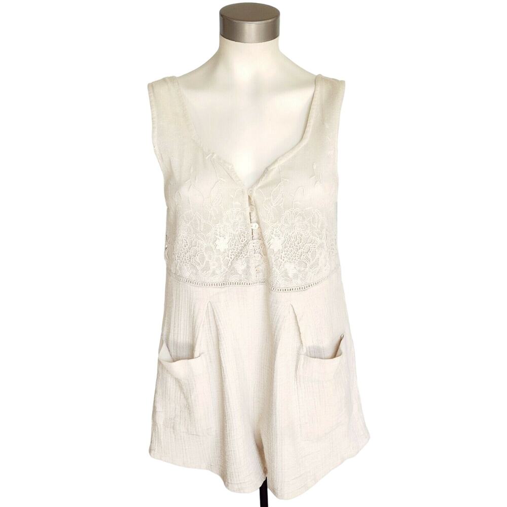 SPELL & THE GYPSY Collective Scorpio Cloth mesh crochet shorts romper cream XS